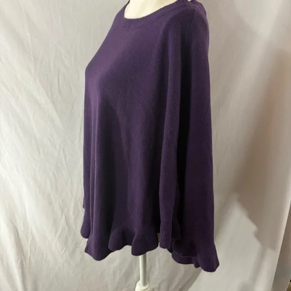Karen Scott Purple Knit Poncho - Picture 5 of 10